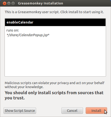 Greasmonkey Script installation screenshot