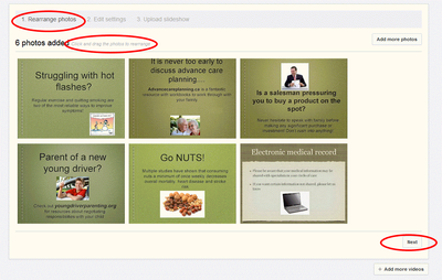 Re Arrange Photos and next